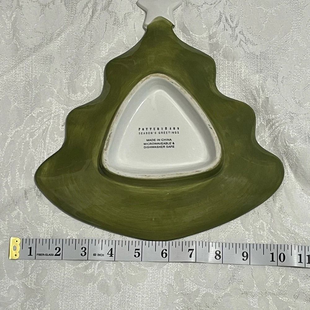Pottery Barn Olive Green Christmas Tree Platter